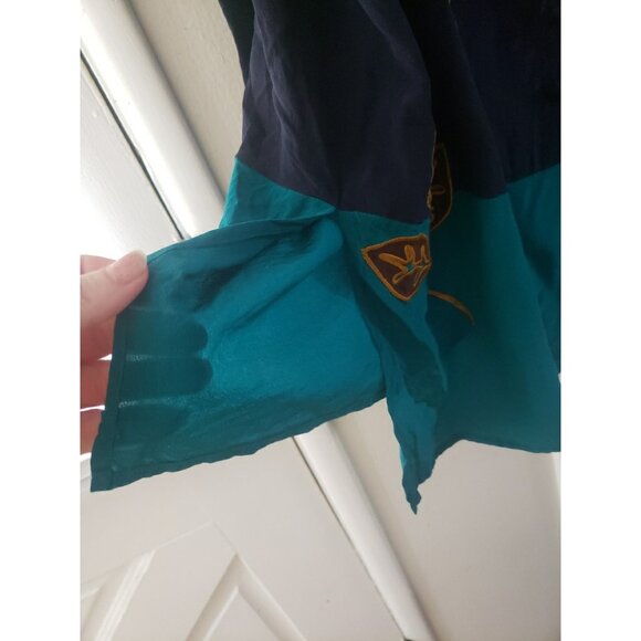 Diane Von Furstenberg Vintage Top Blouse Silk  Embroidered Blue Lagenlook M DVF - Picture 7 of 9